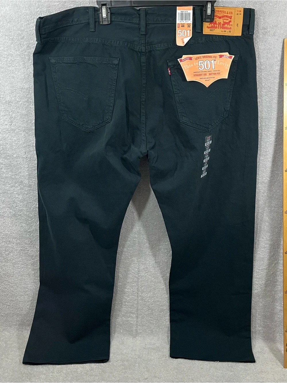 Levi’s 501 Jeans Men's 44x30 Button Fly Straight Leg NWT Black Work Cowboy Read